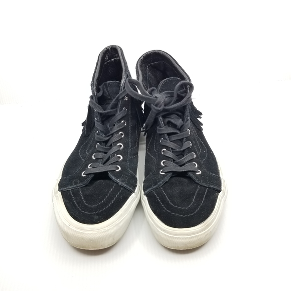 SOLD..Vans Black Suede Fringe Sk8 Hi Moc Style Sneakers - Picture 10 of 13